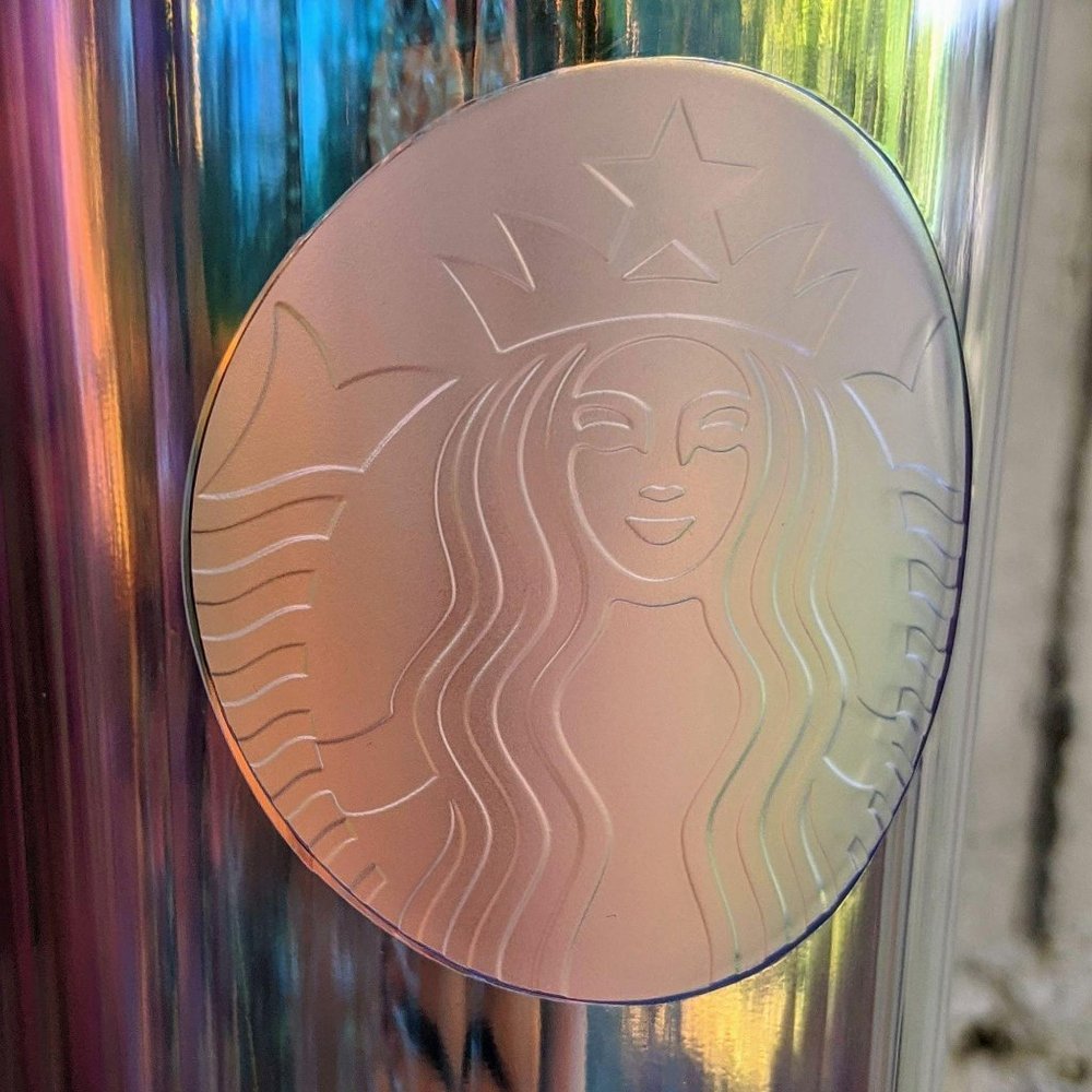 2 Starbucks Iridescent Diamond Tumbler Rose Clear - Picture 7 of 9